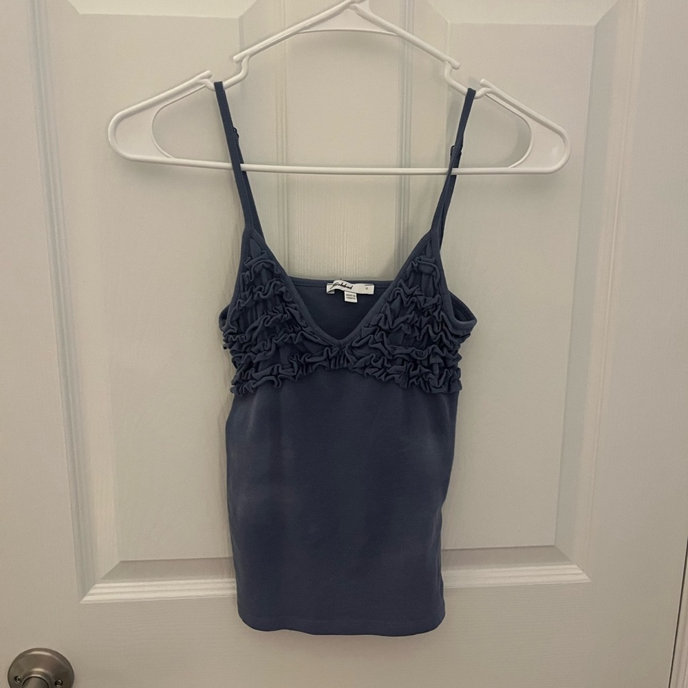 Subdued Blue Ruffled Women's Top